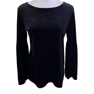 Elliot Lauren Black Velvet Scoop Neck Bell Sleeve Top S